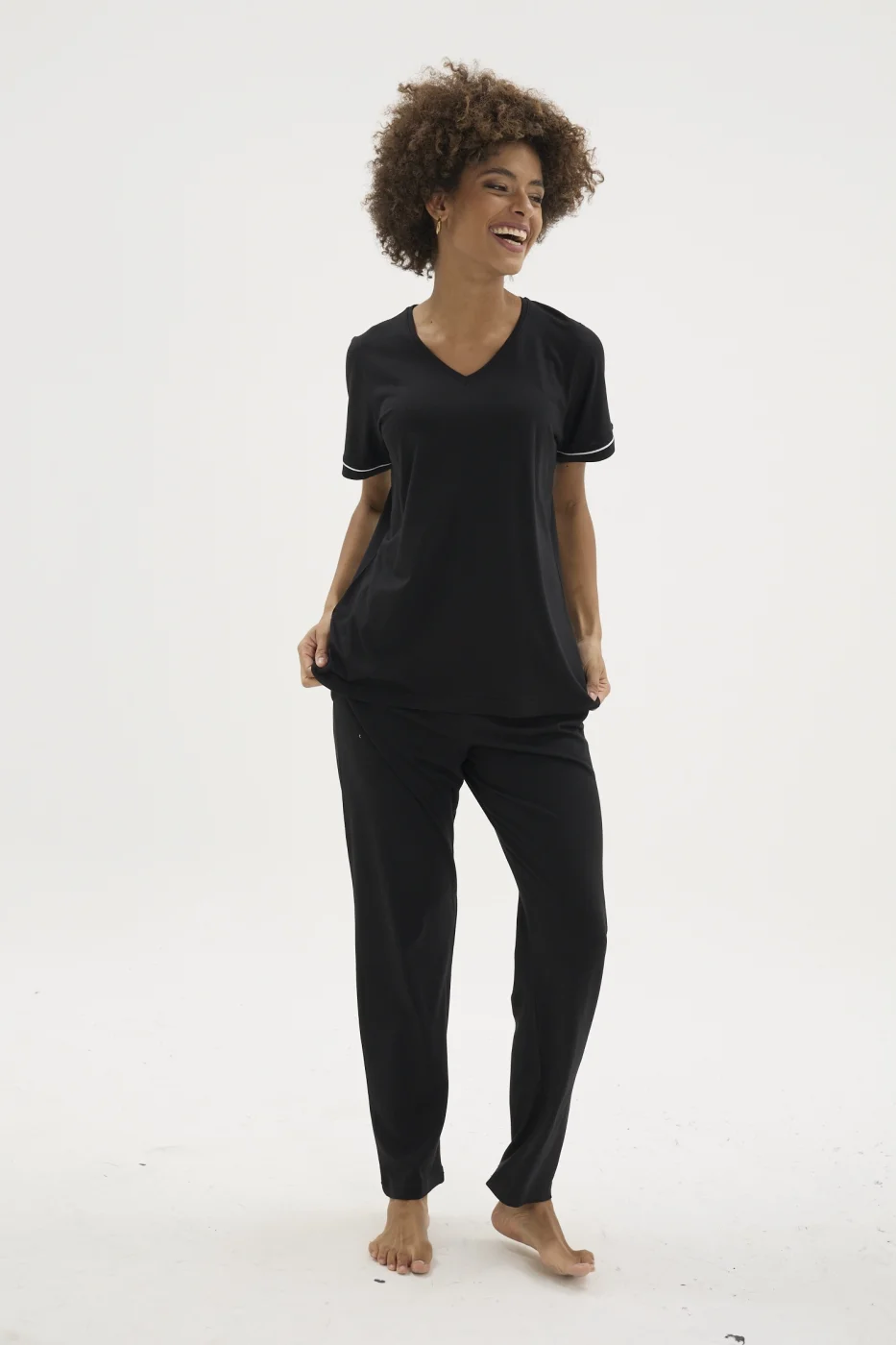 Kocabey KKT-26162K Kadın V Yaka Pijama Takımı