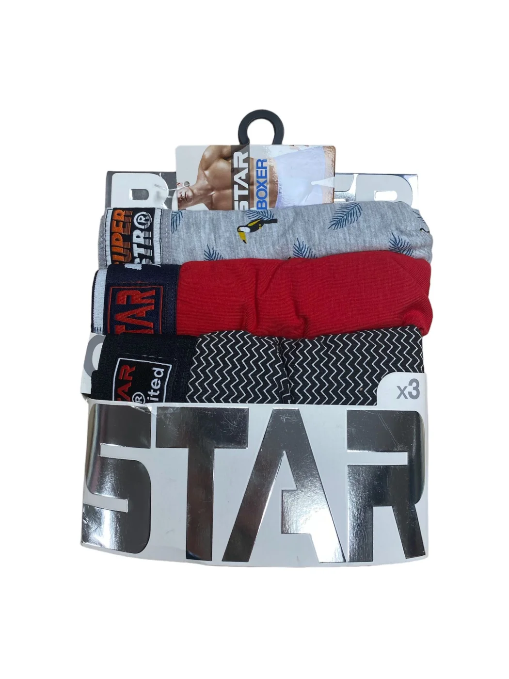 Star 105 Desenli Jakar Erkek 3'lü Kemer Boxer görsel 3
