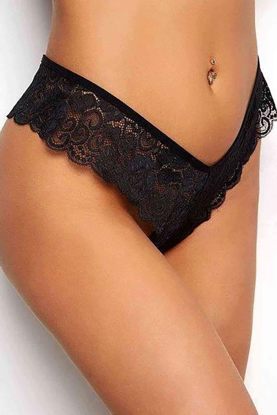 Kadın Siyah Dantelli Seksi Külot görsel 5