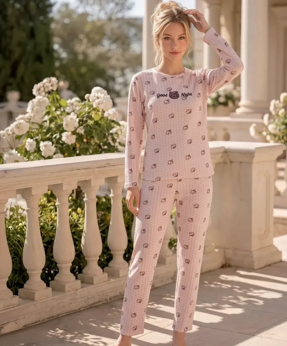 Boyraz VF-02934 Kadın Waffle Kumaş Pijama Takımı