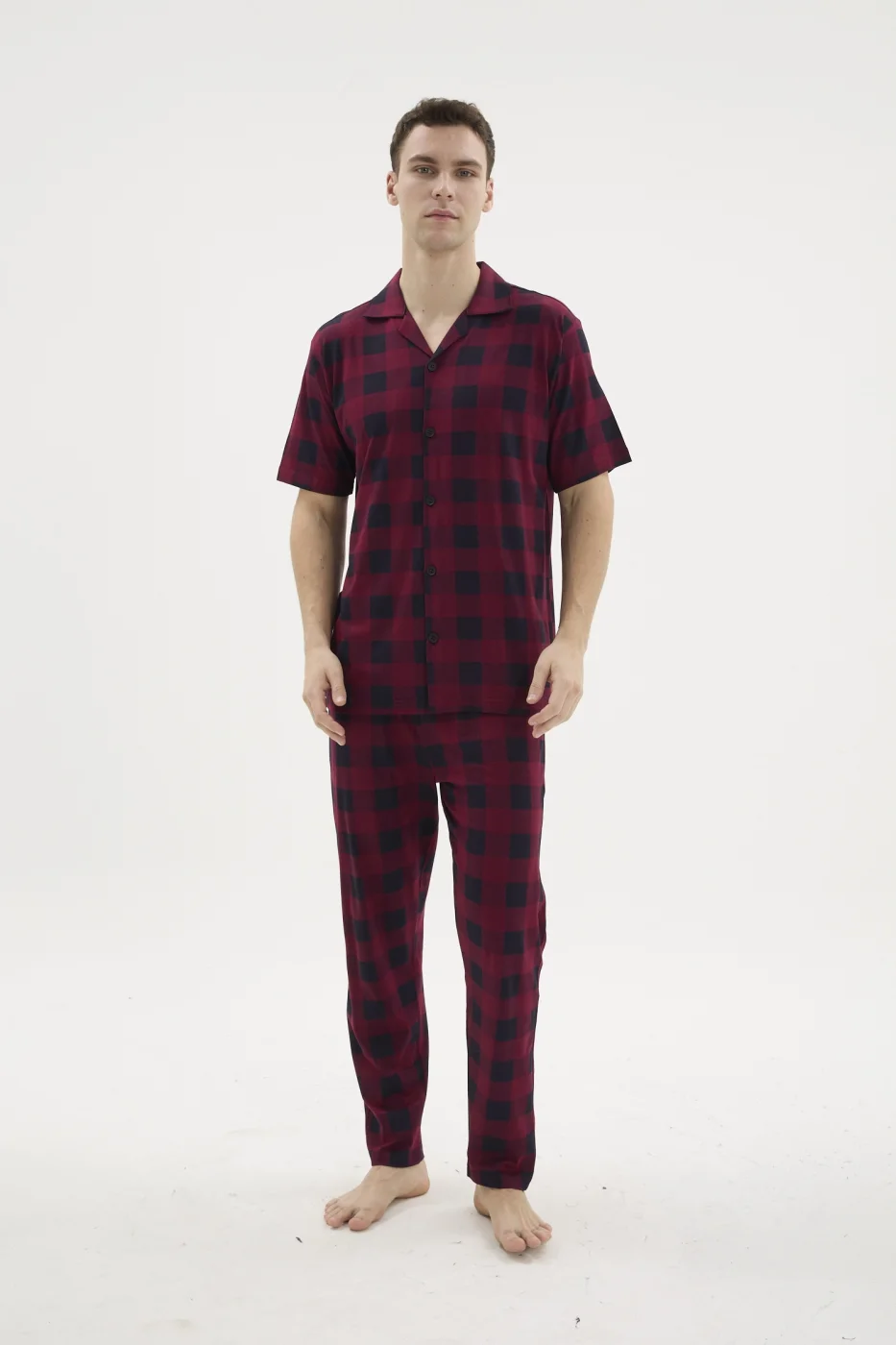 Kocabey KKT-26158 Erkek Apaj Yaka Düğmeli Pijama Takımı
