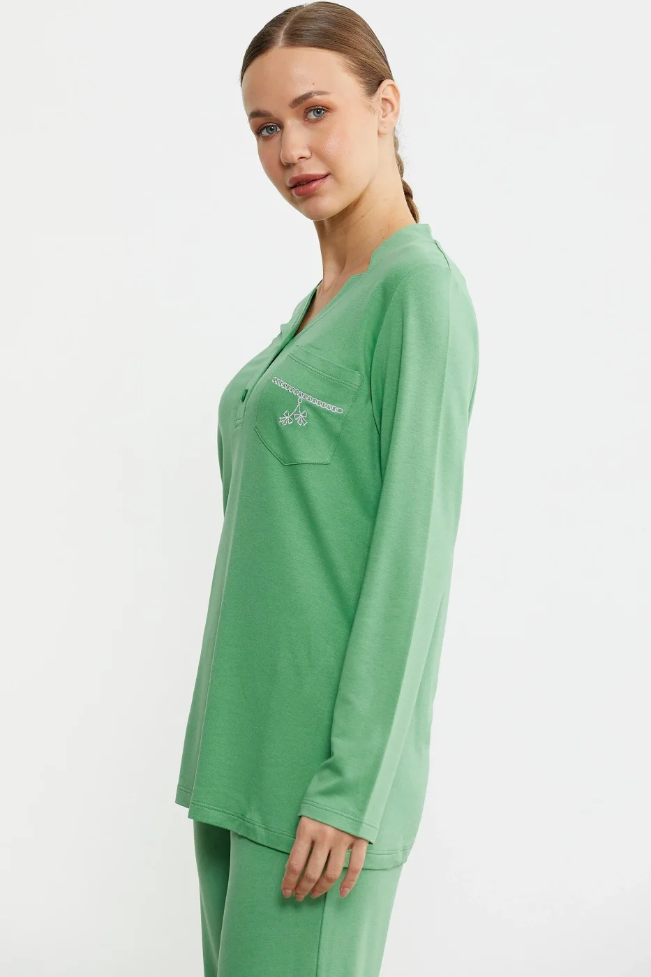 Sementa 76438 Yarım Düğmeli Cep Detaylı Pijama Takım görsel 4