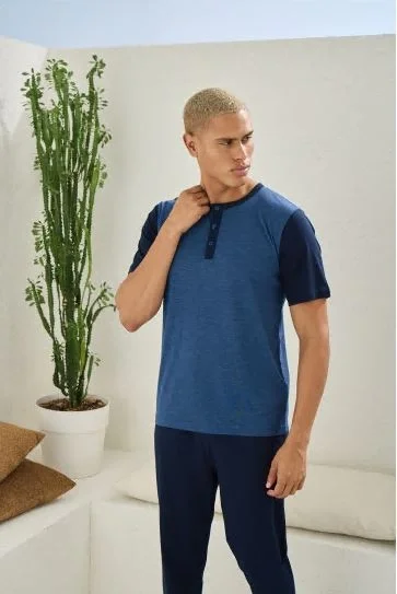 Kocabey 2205 Erkek Battal Midi Yaka Pijama Takım