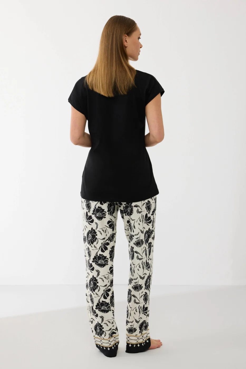 Anıl 11709 Kadın Kısa Kol Tencel Kumaş Desenli Pijama Takımı görsel 3