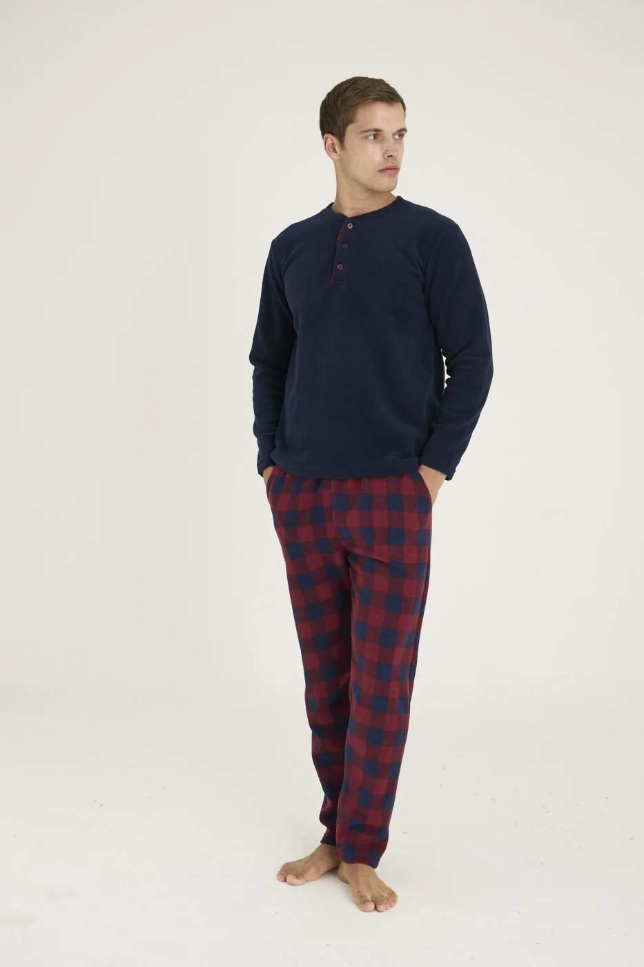 Kocabey 7304 Erkek Midi Yaka Pijama Takım