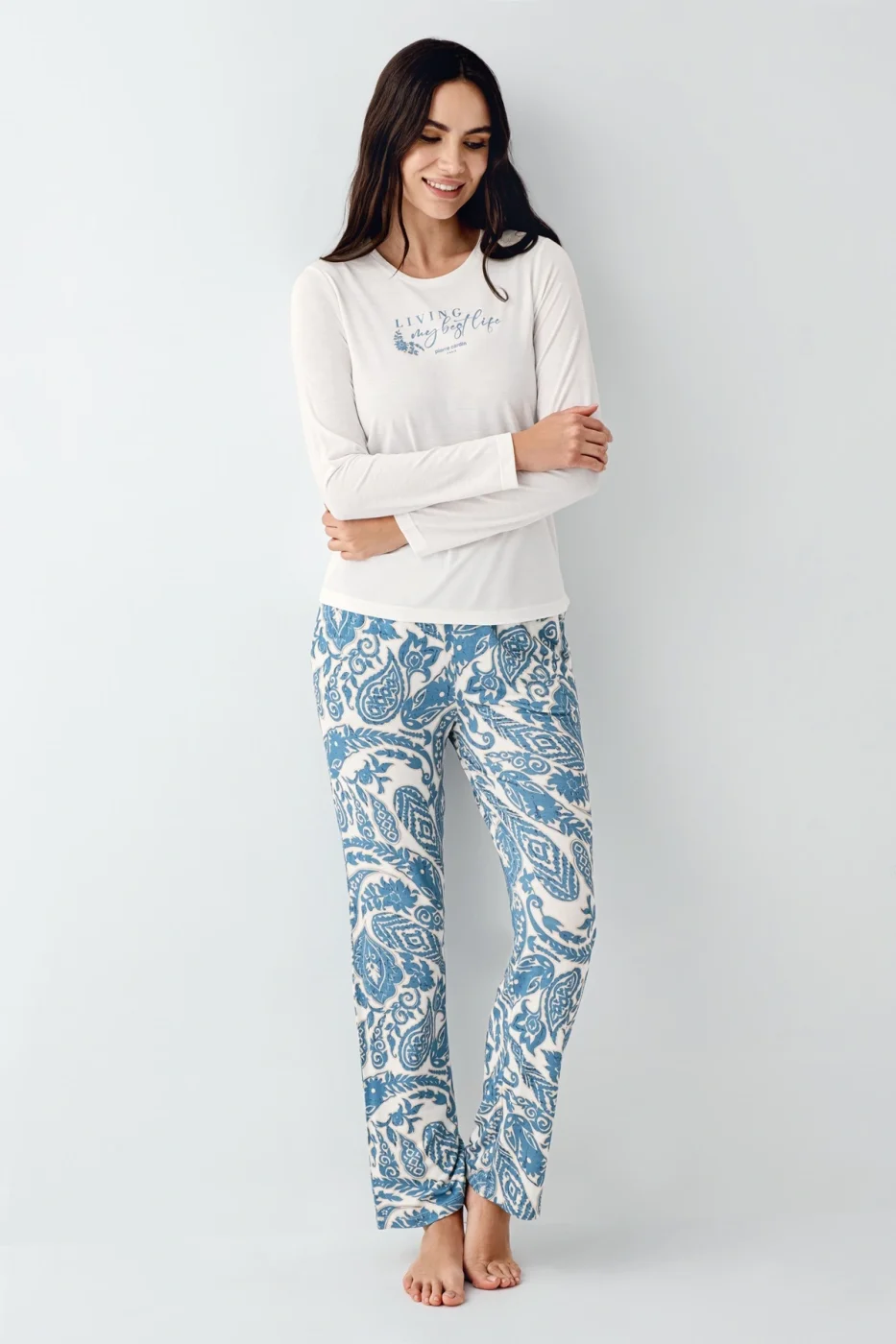 Pierre Cardin 9074-S Kadın Uzun Kol Pijama Takım görsel 2