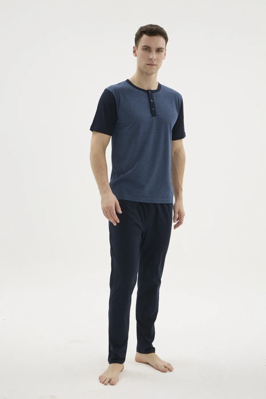 Kocabey 2205 Erkek Battal Midi Yaka Pijama Takım
