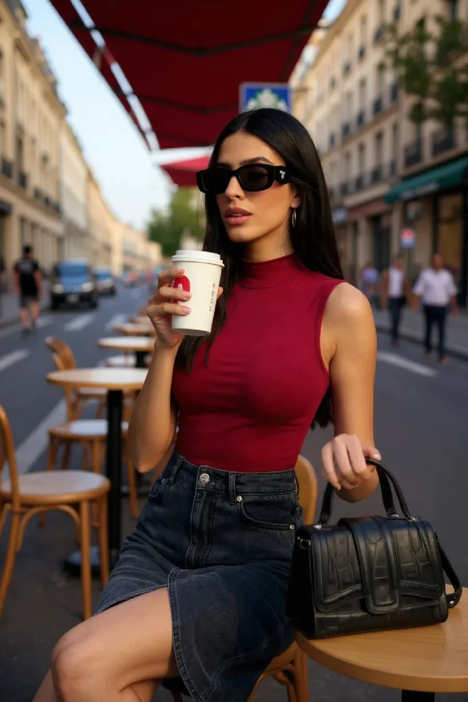 Kadın Bordo Kolsuz Balıkçı Yaka Basic Bluz görsel 2