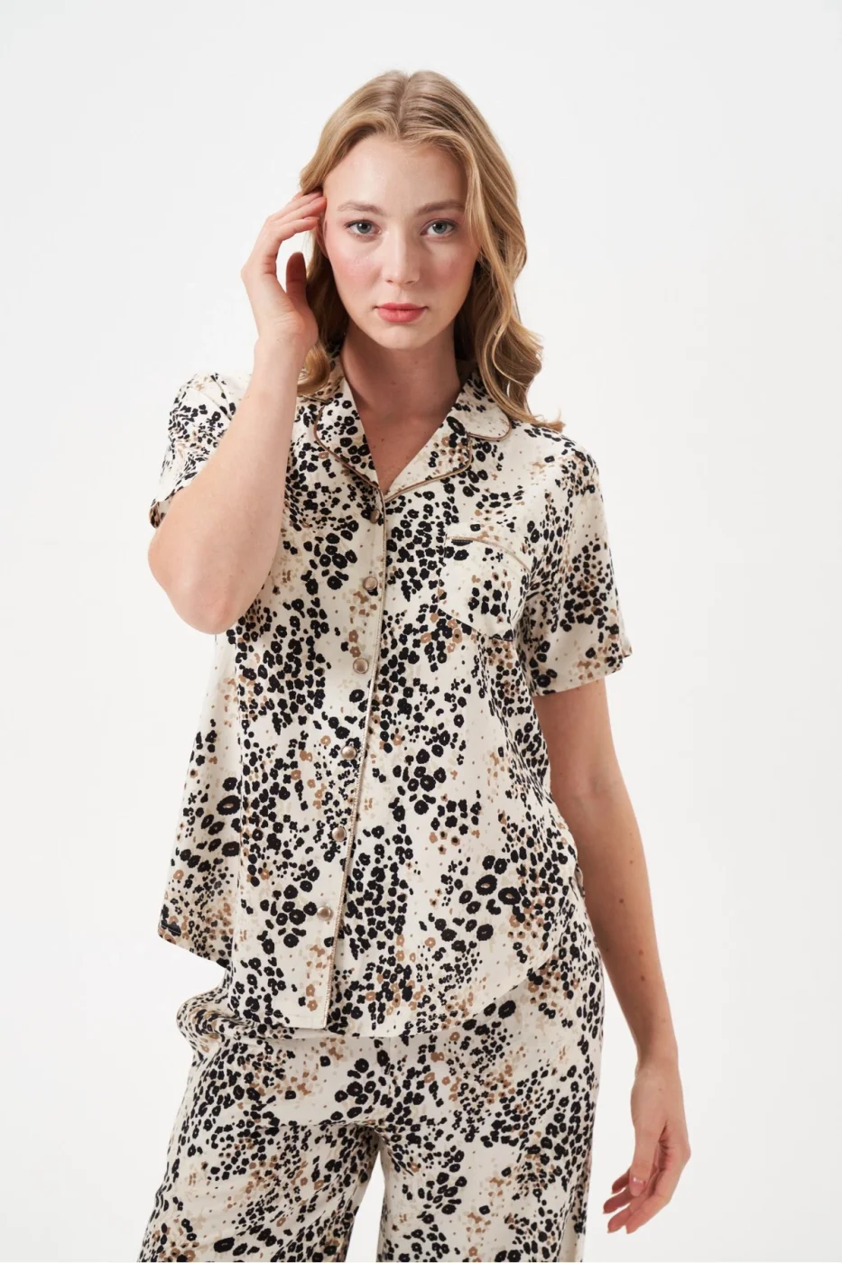 PJS 29049 Kadın Düğmeli Pijama Takım