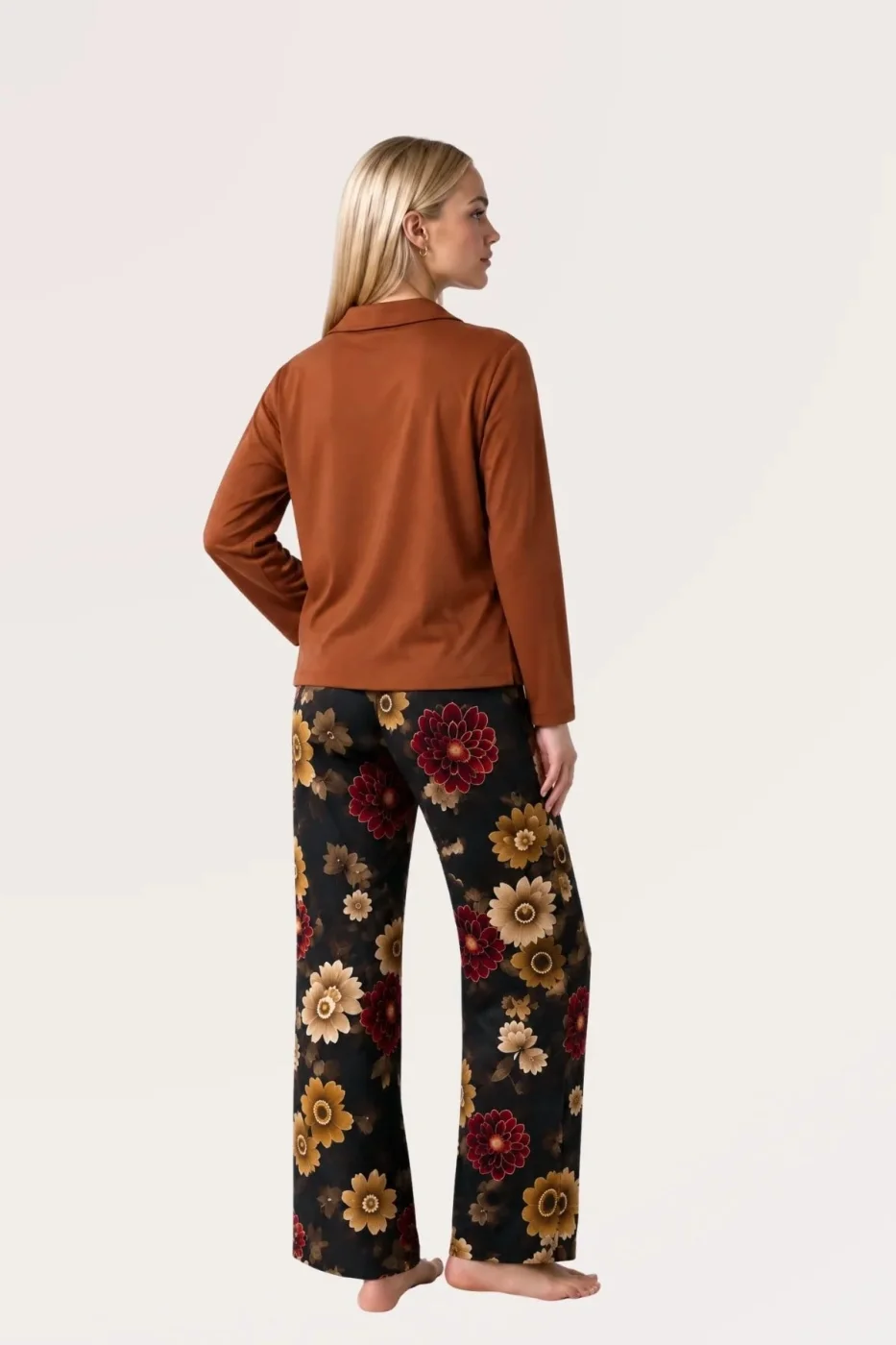 Pjs 30205 Kadın Önü Düğmeli Uzun Kol Pijama Takım görsel 4