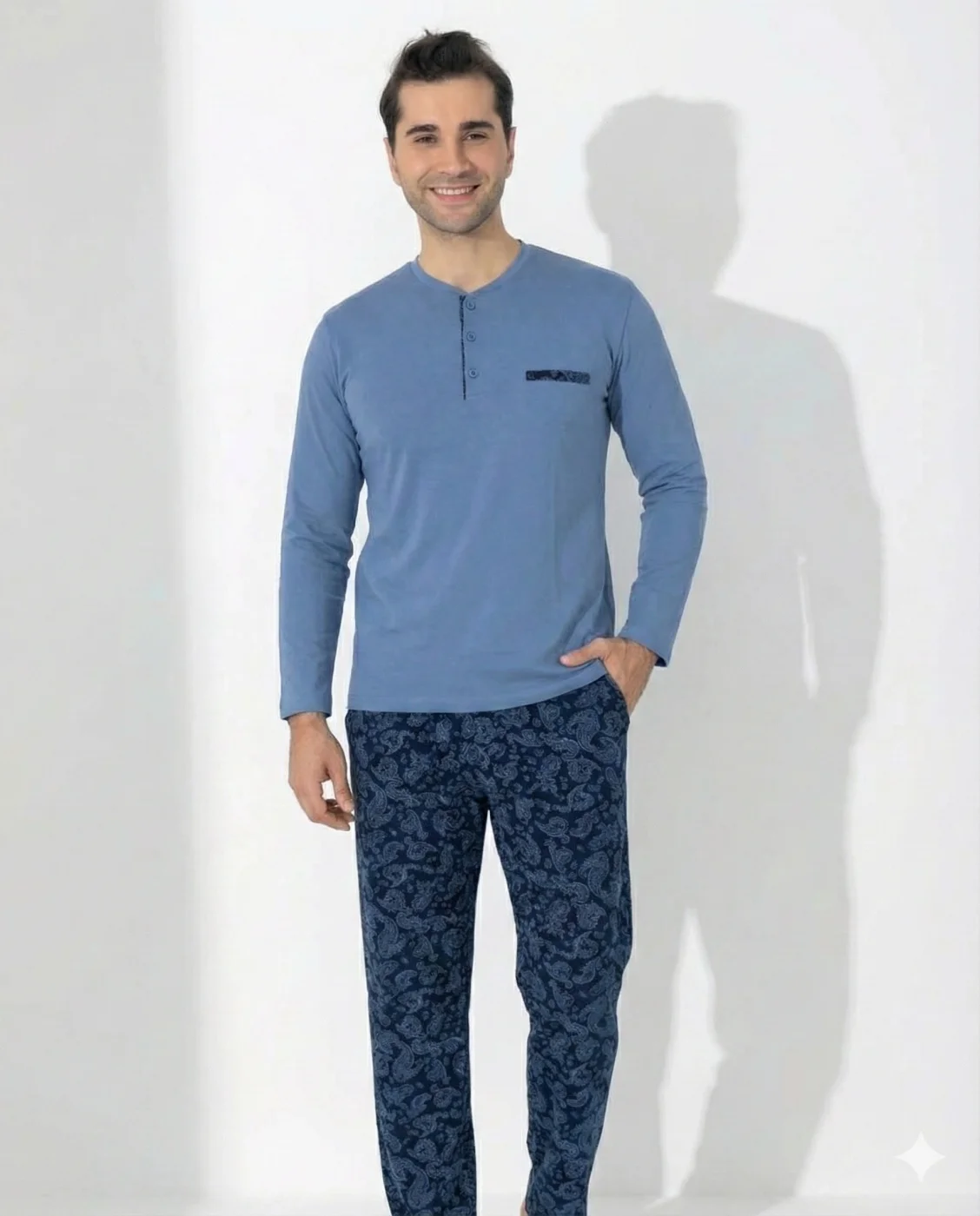Boyraz 0403 Erkek Uzun Kol Pijama Takımı görsel 2